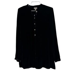J. Jill Rayon Silk Black Velvet Tunic / Long Sleeve Shirt Size Small